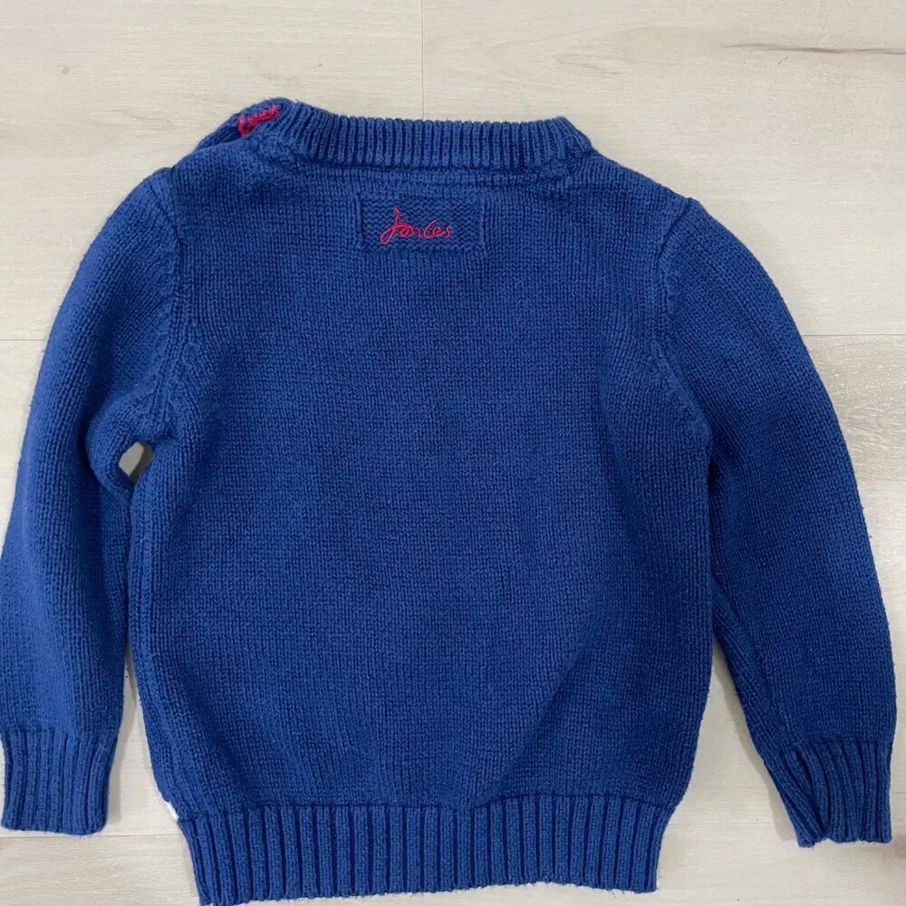 Joules Knitwear Polarbear Sweater 12/18 Month. Winter/Holiday. Blue,Red